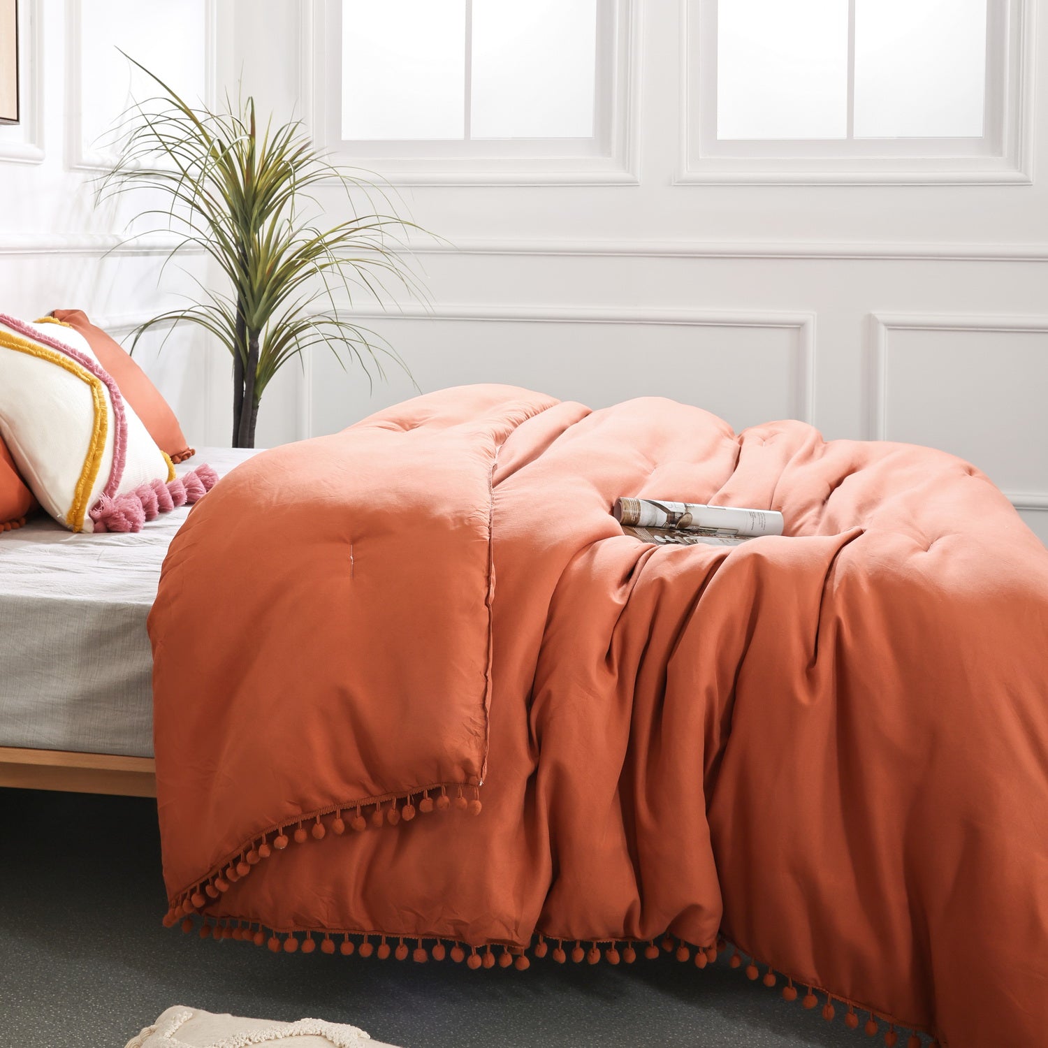 Ball Pom Comforter Set - Terracotta