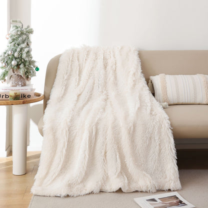 Faux Fur Blanket - Cream White