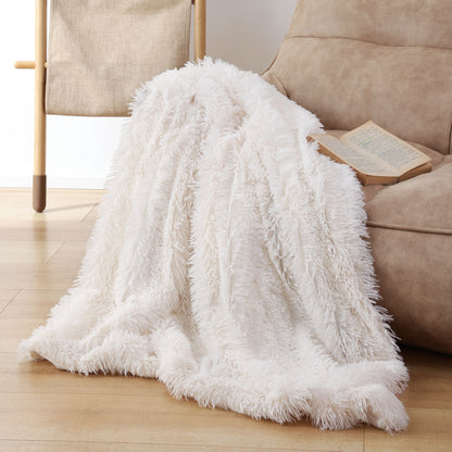 Faux Fur Blanket - Cream White