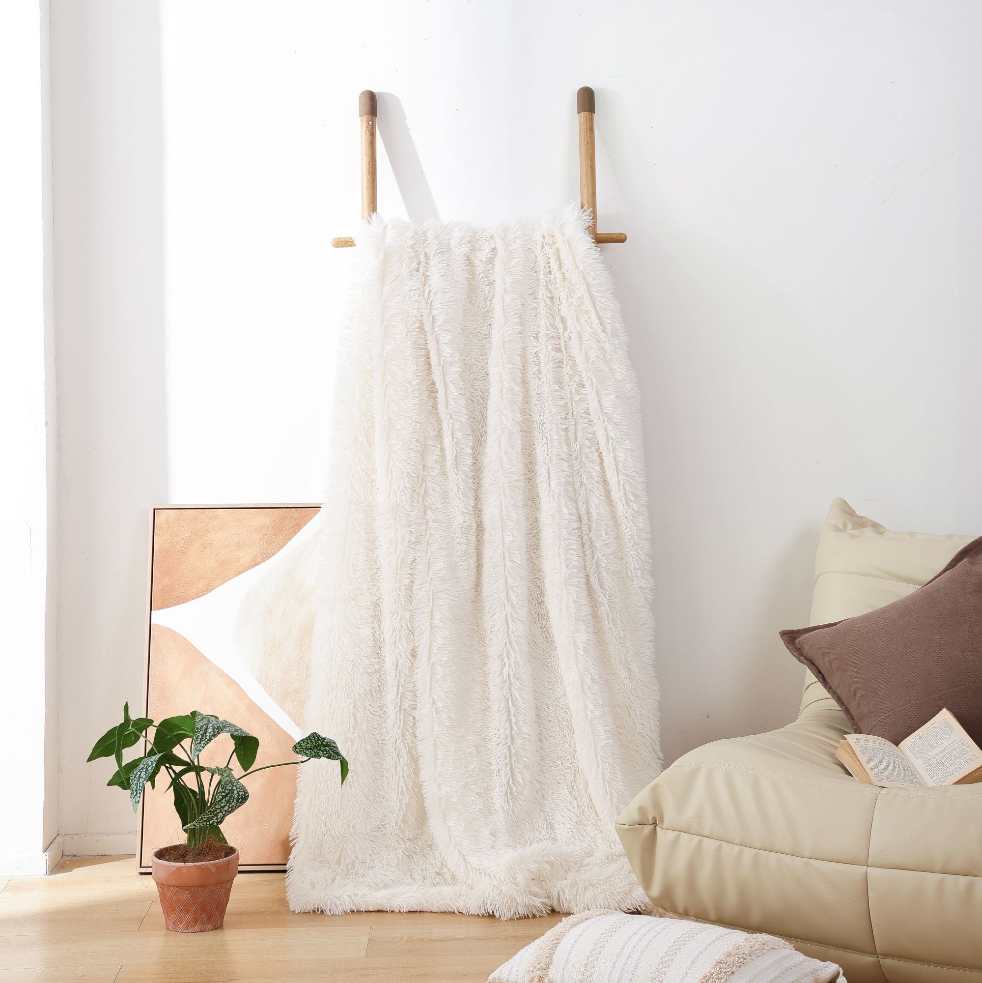 Faux Fur Blanket - Cream White