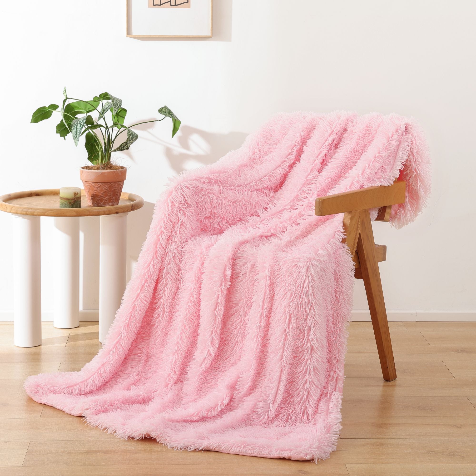 Faux Fur Blanket - Pink