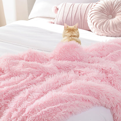 Faux Fur Blanket - Pink