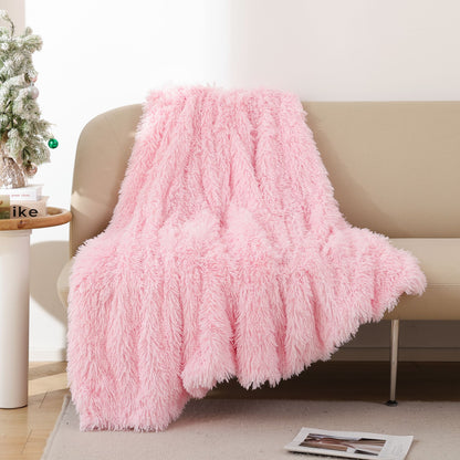 Faux Fur Blanket - Pink