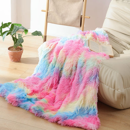 Faux Fur Blanket - Rainbow