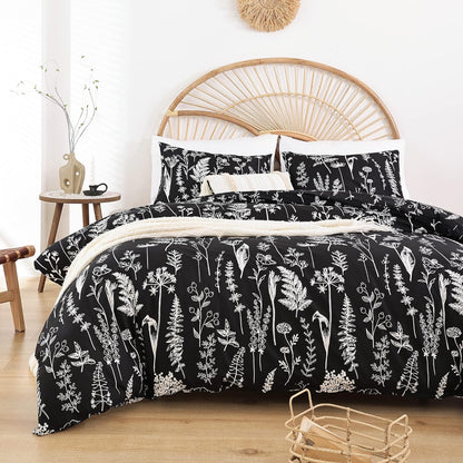 Flower Comforter Set - Black