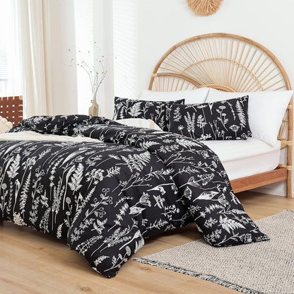 Flower Comforter Set - Black