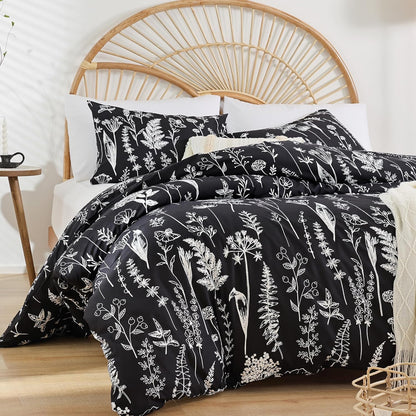 Flower Comforter Set - Black