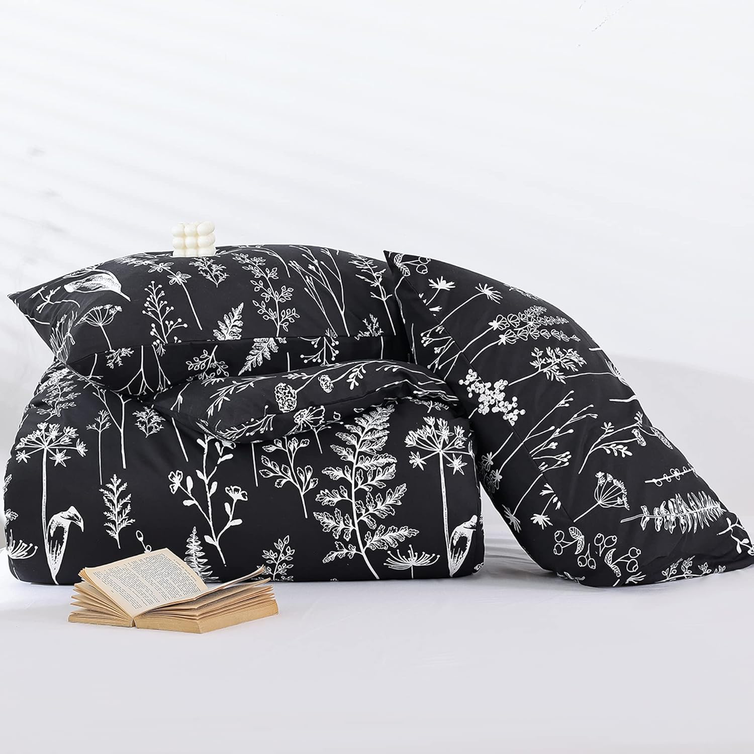 Flower Comforter Set - Black