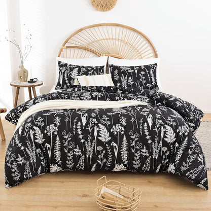 Flower Comforter Set - Black