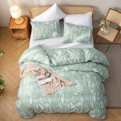 Flower Comforter Set - Sage Green