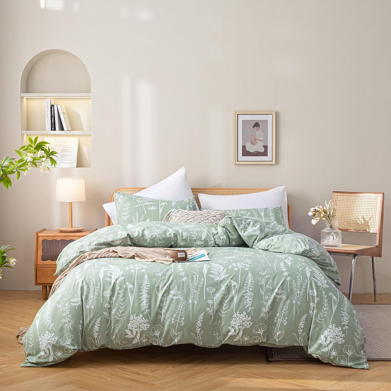 Flower Comforter Set - Sage Green