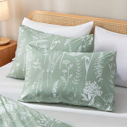 Flower Comforter Set - Sage Green