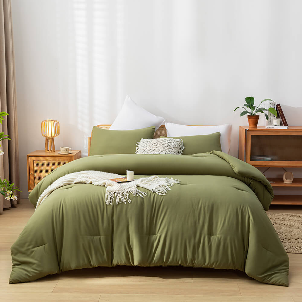 Queen Comforter Set - Olive Green