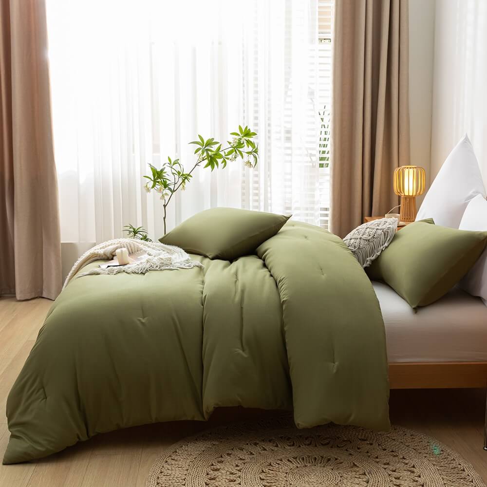 Queen Comforter Set - Olive Green