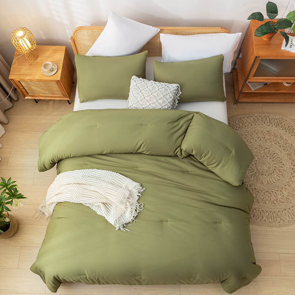 Queen Comforter Set - Olive Green