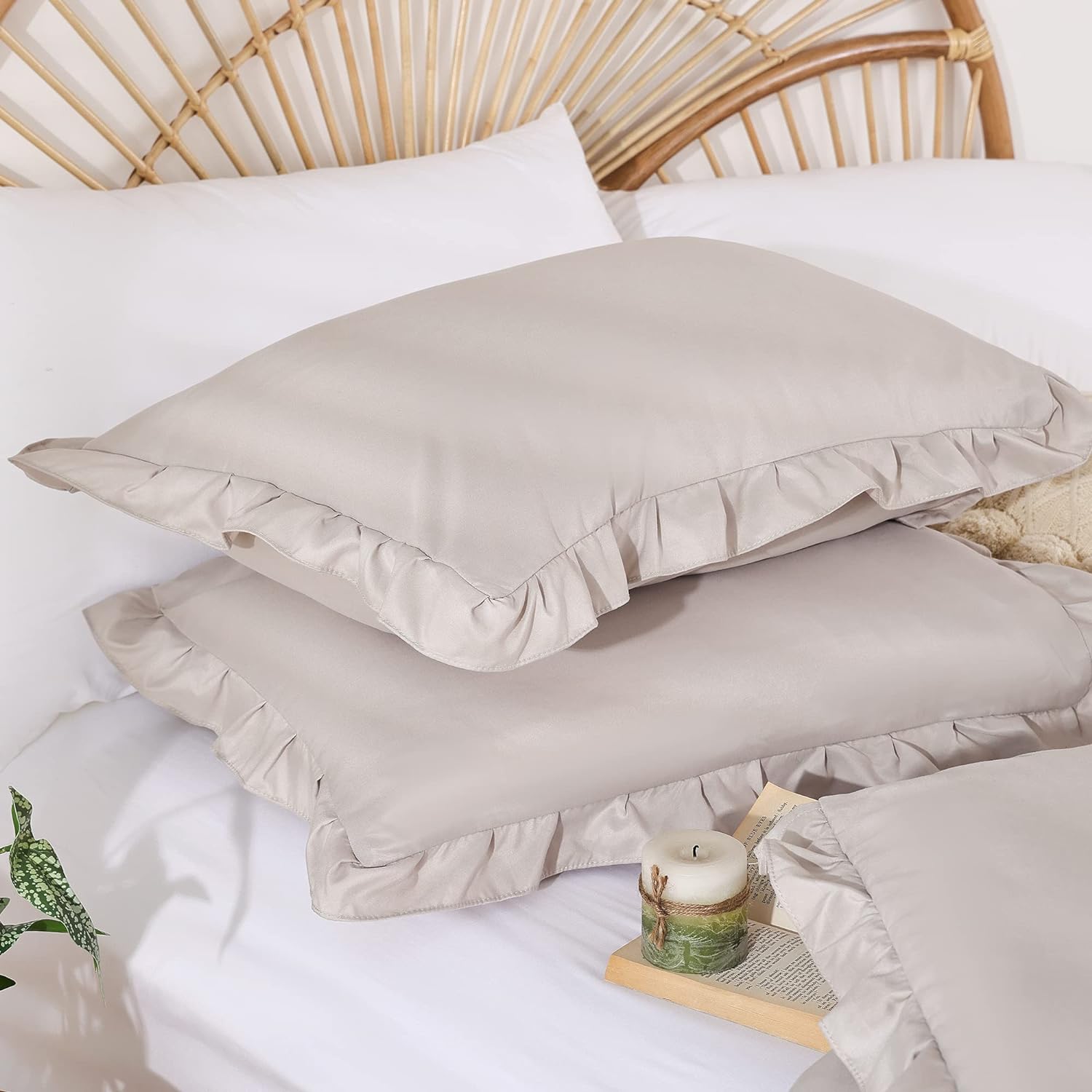 Ruffled Comforter Set - Oatmeal