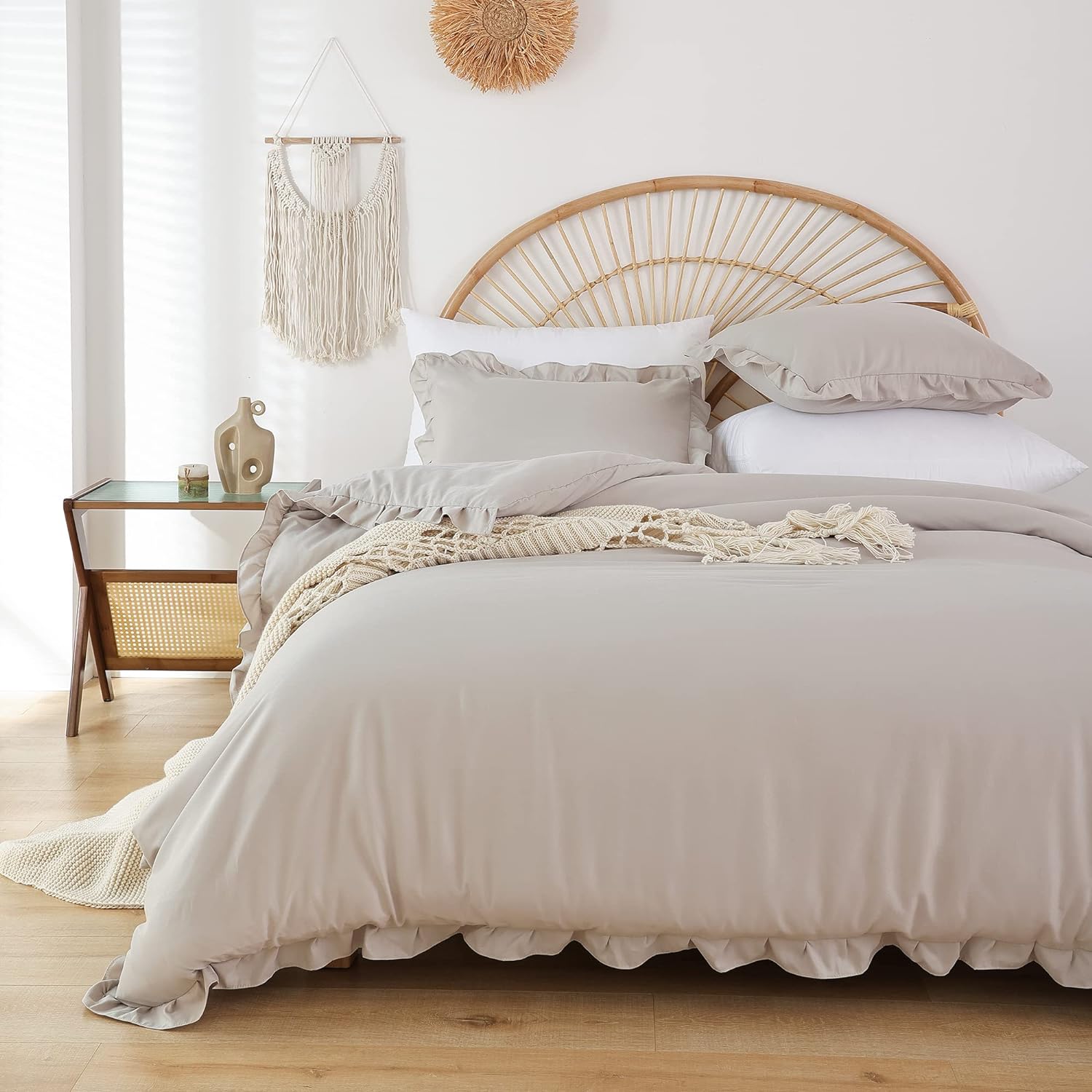 Ruffled Comforter Set - Oatmeal