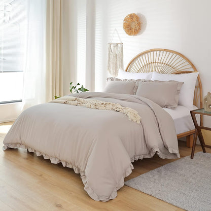 Ruffled Comforter Set - Oatmeal