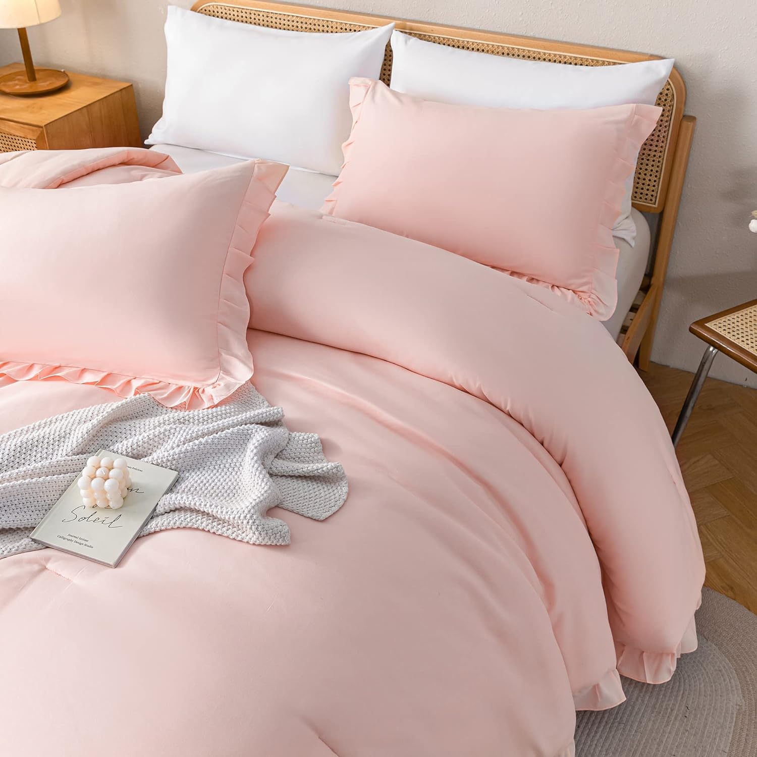 Ruffled Comforter Set - Pink