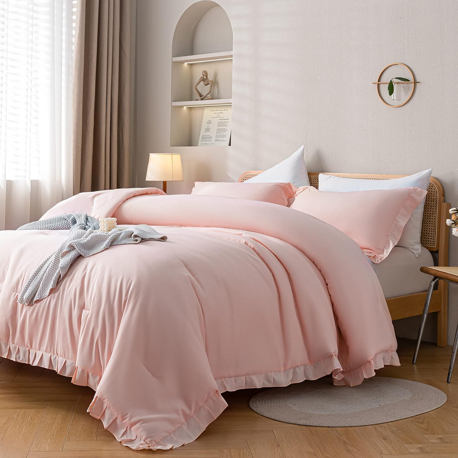 Ruffled Comforter Set - Pink