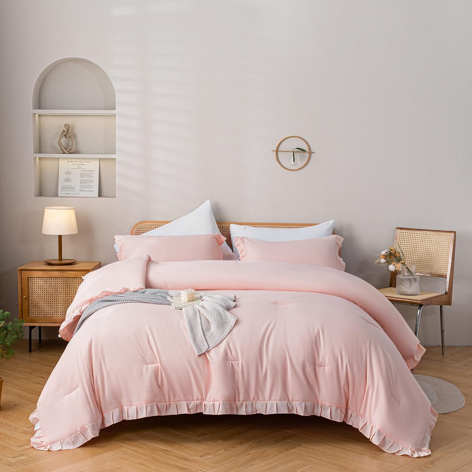 Ruffled Comforter Set - Pink