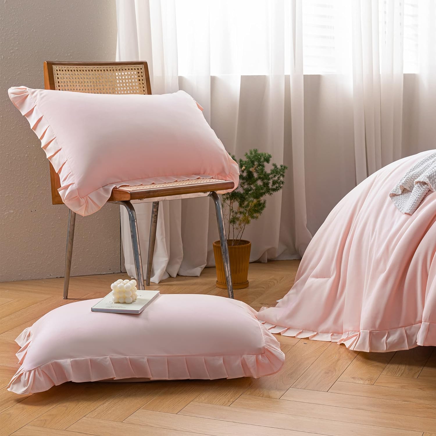 Ruffled Comforter Set - Pink