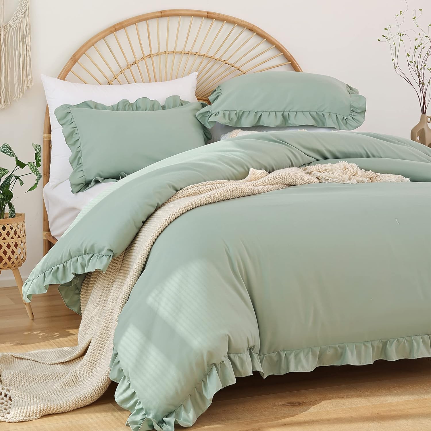 Ruffled Comforter Set - Sage Green