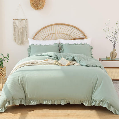 Ruffled Comforter Set - Sage Green