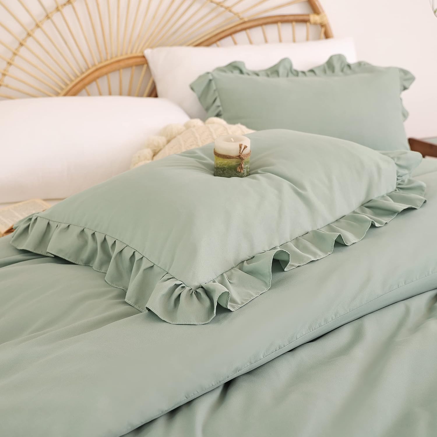 Ruffled Comforter Set - Sage Green